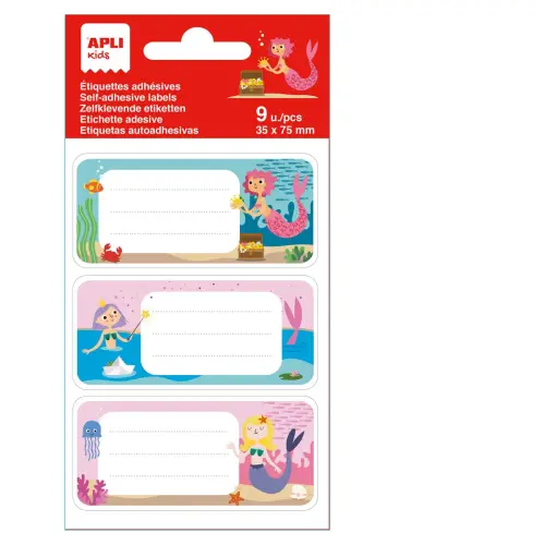 Étiquettes scolaires sirènes - 3 motifs - 9 unités - Apli photo du produit