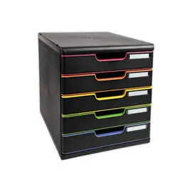 Bloc de classement 5 tiroirs Modulo - Noir et coloris assortis - EXACOMPTA photo du produit