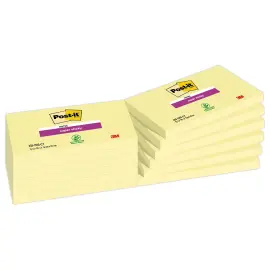 12 Blocs de 90 notes repositionnables Super Sticky - 7,6 x 12,7 cm - Jaune - Post-It photo du produit
