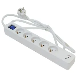Blocs 5 prises - Avec USB et interrupteur - C&acirc;ble 1,5m photo du produit