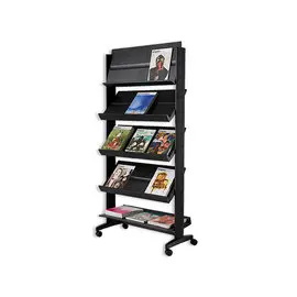 Présentoir de sol mobile - 5 tablettes 15documents A4 noir - PAPERFLOW photo du produit