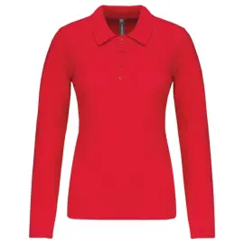 Polo piqué manches longues femme rouge taille 3xl photo du produit