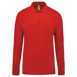 POLO PIQUÉ MANCHES LONGUES HOMME ROUGE TAILLE L photo du produit