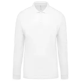 Polo piqué manches longues homme blanc taille m photo du produit