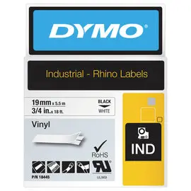 Ruban RHINO DYMO 18445 - 3,5 m x 19 mm - Texte noir sur fond blanc photo du produit