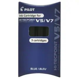 3 Recharges pour stylo V5 / V7 rechargeable Pilot - Bleu photo du produit