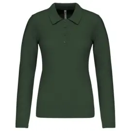 Polo piqué manches longues femme dark khaki taille s photo du produit