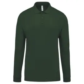 Polo piqu&eacute; manches longues homme dark khaki taille L photo du produit