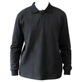 Polo noir manches longues homme taille L photo du produit