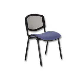 Chaise confort Iso - Assise bleu gris et dossier résille noir photo du produit