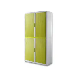 Armoire haute Easyoffice - Rideaux vert anis et corps blanc - 2 m - PAPERFLOW photo du produit
