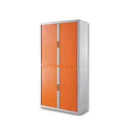 Armoire haute Easyoffice - Rideaux orange et corps blanc -  2 m - PAPERFLOW photo du produit
