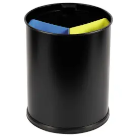 Corbeille tri sélectif  - 3 compartiments - 13L - Noir photo du produit