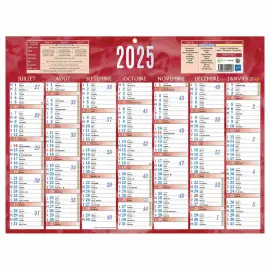 Calendrier banque  Rouge 13 mois - 42x32 cm - Janvier à décembre - BOUCHUT GRANDREMY photo du produit