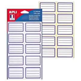 Lot de 120 Etiquettes Scolaires Lignées 36x56mm - Adhésif Permanent - APLI photo du produit