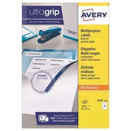 100 Planches d'étiquettes multiusages AVERY 70x70 mm soit 1200 étiq/boîte photo du produit