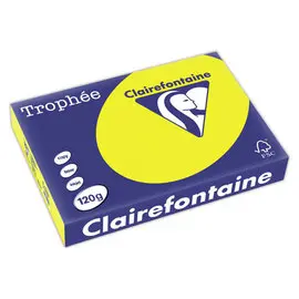 Feuilles de papier Troph&eacute;e A4 120g - jaune soleil - CLAIREFONTAINE photo du produit