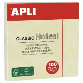 Bloc notes adh&eacute;sives 75 x 75 mm 100 feuilles jaune photo du produit