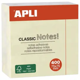 Bloc cube 400 feuilles 75x75 mm Jaune photo du produit