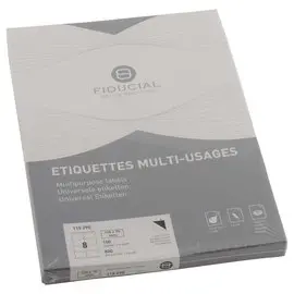100 Planches de 8 étiquettes blanches - Coins carrés - 105x70 mm - FIDUCIAL OFFICE SOLUTIONS photo du produit