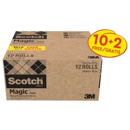 12 Rubans invisible Scotch&reg; Magic&trade; ​19mm x 30m - 10 rouleaux + 2 gratuits photo du produit