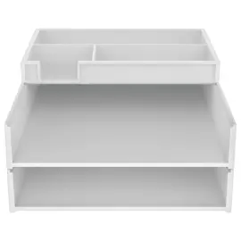Set de 2 corbeilles &agrave; courrier blanches avec trieur de bureau photo du produit