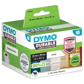 2 Rouleaux de 350 &eacute;tiquettes DYMO Durable LW identification - 25 x 89 mm photo du produit