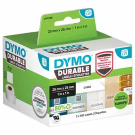 2 rouleaux de 850 étiquettes DYMO Durable LW multi-usages - 25 x 25 mm photo du produit