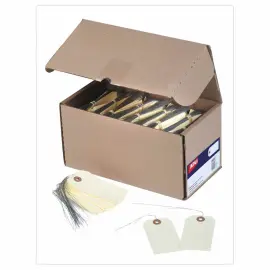 1000 &Eacute;Tiquettes am&eacute;ricaines &agrave; &oelig;illet + fil de fer 100 x 51 mm photo du produit