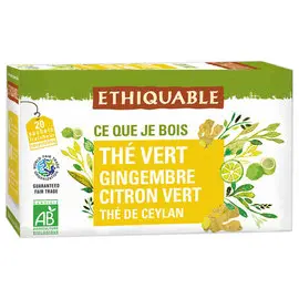 20 Sachets de thé vert gingembre citron vert  - ETHIQUABLE photo du produit