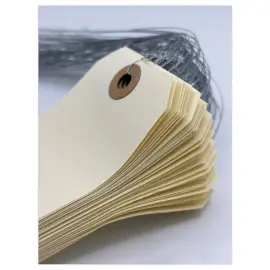 1000 &Eacute;Tiquettes am&eacute;ricaines &agrave; &oelig;illet + fil de fer 125 x 63 mm photo du produit