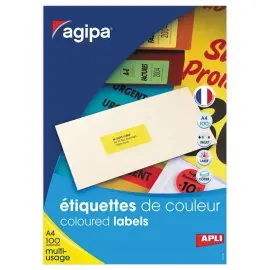 400 Planches d'&eacute;tiquettes MU 105x148,5 mm 400 &eacute;tiq/ bo&icirc;te, jaune permanent photo du produit