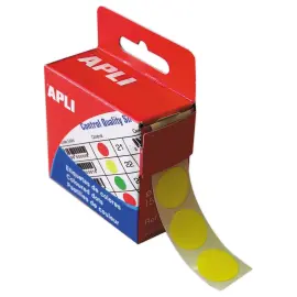 Bo&icirc;te distributrice de 150 pastilles gommettes rondes &Oslash; 15 mm jaune photo du produit