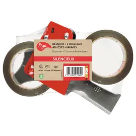 D&eacute;vidoir m&eacute;tal + 2 rouleaux adh&eacute;sifs silencieux photo du produit