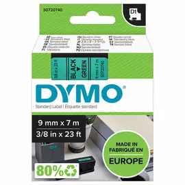 Ruban pour titreuse DYMO D1 9mm Noir/Vert photo du produit