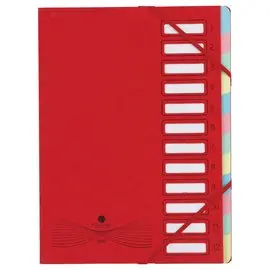 Trieur extensible carte lustrée - 12 onglets - Rouge - FIDUCIAL photo du produit