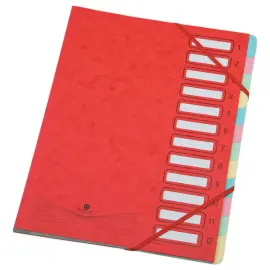 Trieur extensible carte lustr&eacute;e - 12 onglets - Rouge - Fiducial photo du produit