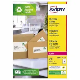 100 Planches d'&eacute;tiquettes laser AVERY 99,1x38,1 mm soit 1400 &eacute;tiq/bo&icirc;te photo du produit