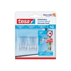 2 Crochets adhésifs pour surfaces transparentes 1 kg - Étui de 2 - TESA photo du produit