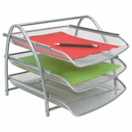 3 Corbeilles m&eacute;talliques coulissantes MESH sur support gris - ALBA photo du produit