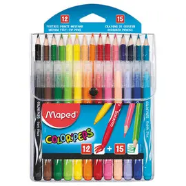 27 Feutres et crayons : 12 feutres + 15 crayons de couleur Color'Peps - MAPED photo du produit