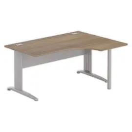 Bureau BUENOS AIRES compact retour à droite noyer/alu, L160 photo du produit