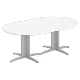 Table réunion ovale 200x120 blanc/aluminium photo du produit