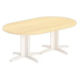 Table réunion ovale 200x120 hêtre/blanc photo du produit