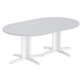 Table réunion ovale 200x120 gris/blanc photo du produit
