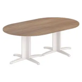 Table réunion ovale 200x120 noyer/blanc photo du produit