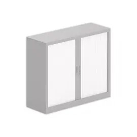 Armoire basse à rideaux - Aluminium/blanc - 100x120 cm photo du produit