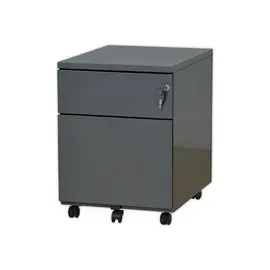 Caisson mobile métallique - 2 tiroirs - Anthracite photo du produit