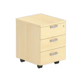 Caisson mobile monté - Mélaminé hêtre - 3 tiroirs photo du produit