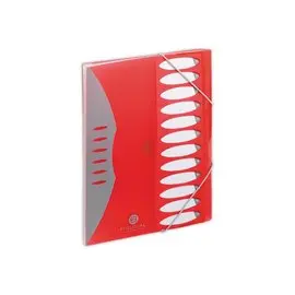 Trieur à soufflets  en polypropylène - 12 positions  - rouge - FIDUCIAL photo du produit